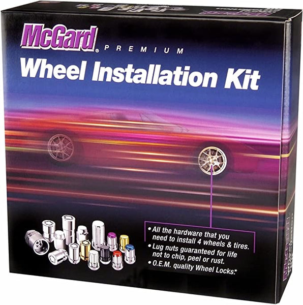 McGard 5 Lug Hex Install Kit w/Locks (Cone Seat Nut / Bulge) M12X1.5 / 3/4 Hex / 1.45in. L - Black
