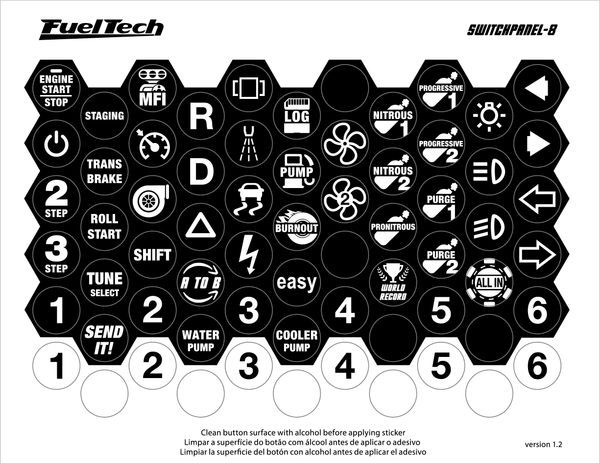 FuelTech SwitchPanel-8 Keypad with 8 Configurable Buttons Multicolor Backlight for PowerFT line ECU